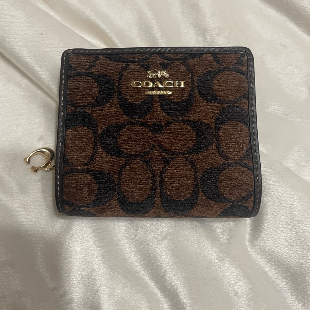 Coach Snap Wallet Brown Signature Chenille